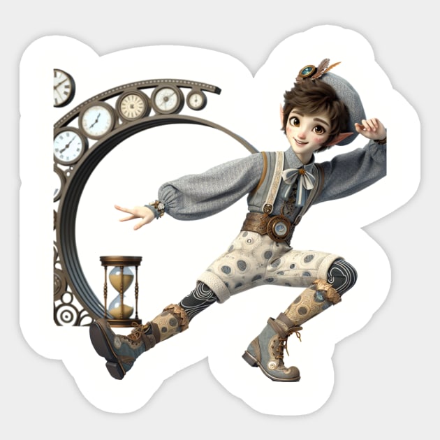 Time Traveler Elf Sticker by Jo Palmer